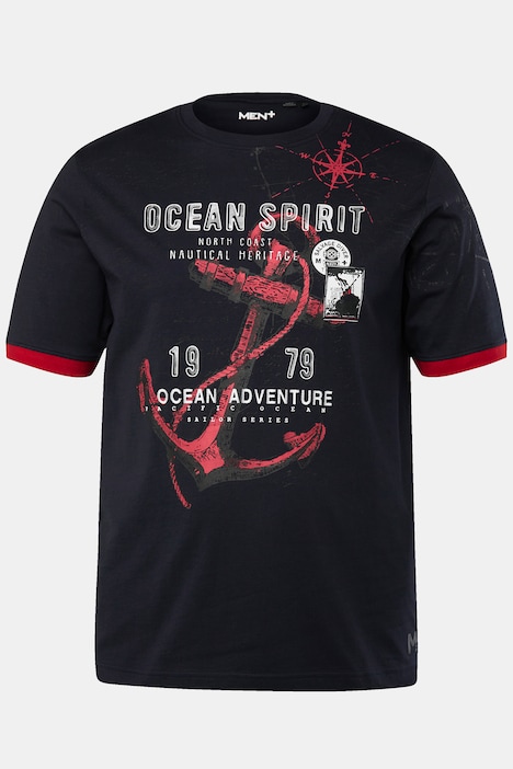 Men+ T-Shirt, Halbarm, großer Print, Rundhals, bis 8 XL