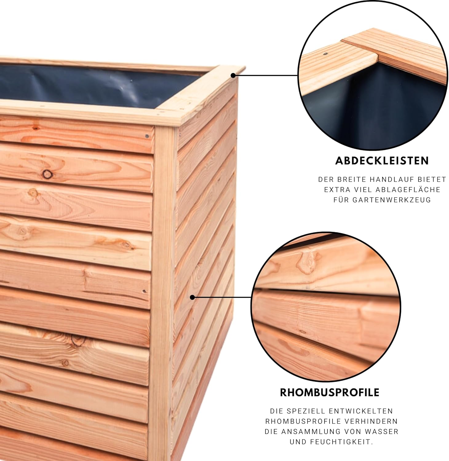 Hochbeet Rhombus XL Lärche Holz für Außen Naturbelassen Kräuterbeet Gemüsebeet Pflanzkübel