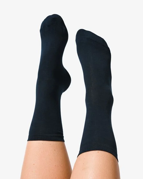2 paires de chaussettes femme avec coton bio bleu foncé