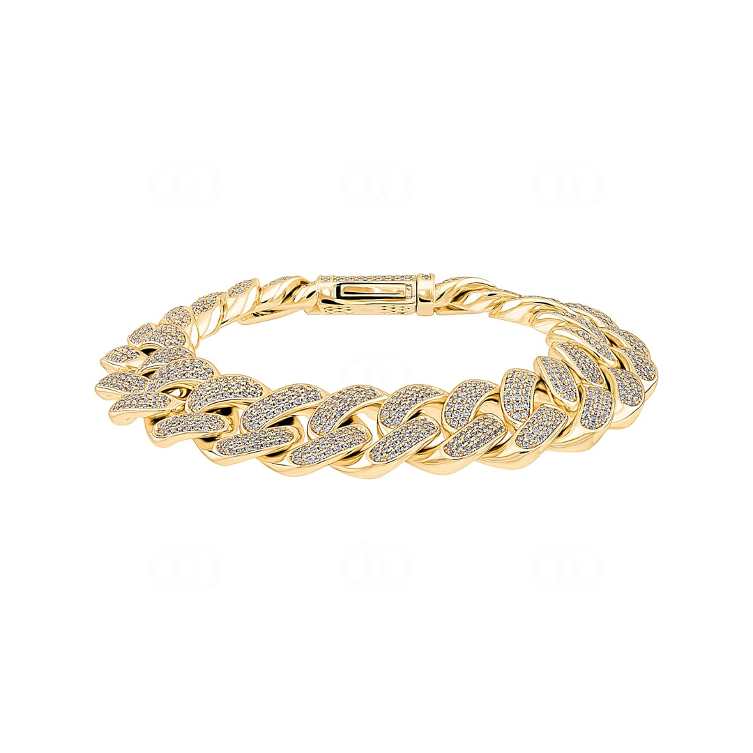 18mm Cuban Link Panzerarmband Gelb vergoldet mit Zirkonia