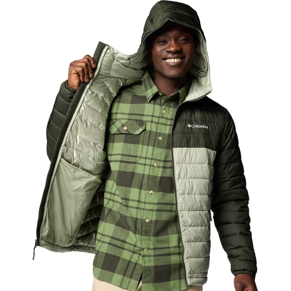 Doudoune randonnée COLUMBIA POWDER LITE II HOODED JKT SAFARI/GREENSCAPE