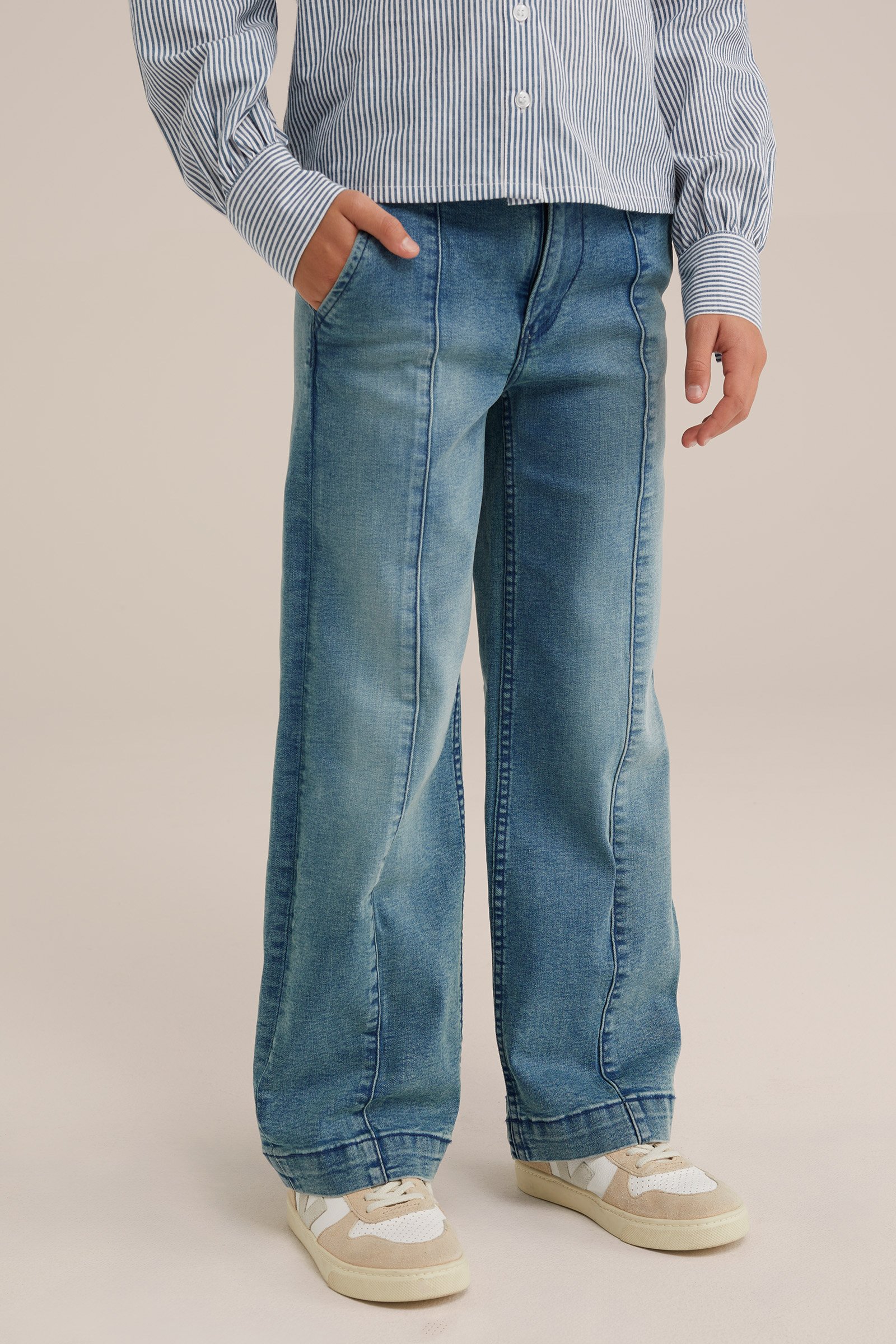 Meisjes wide leg jeans met stretch Blue Ridge Blauw