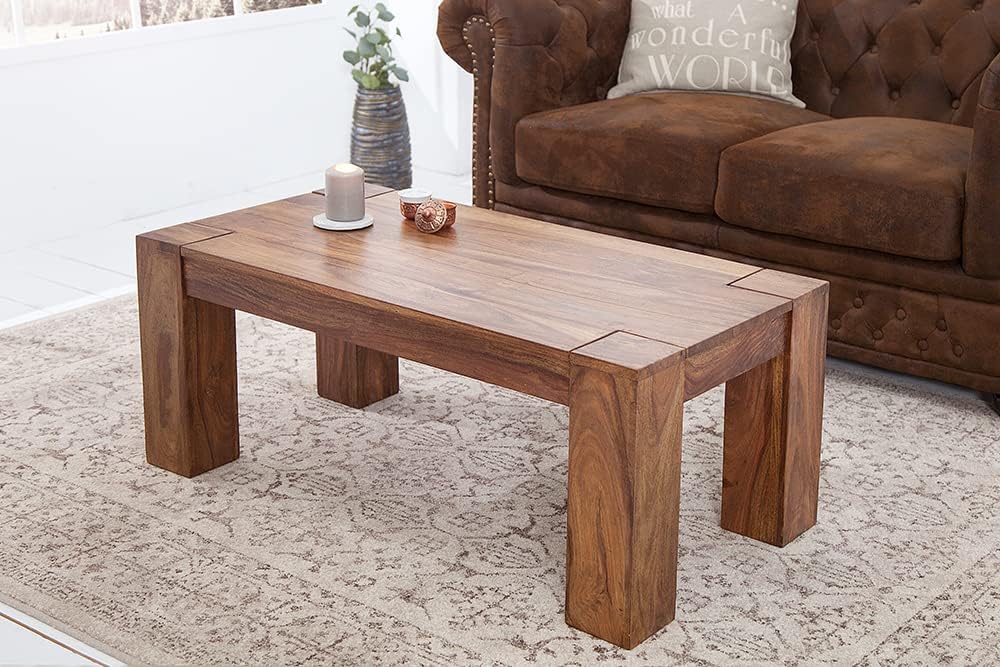 invicta INTERIOR Exklusiver Massiver Sheesham Couchtisch MAKASSAR 100cm Holztisch Massivholz Wohnzimmertisch