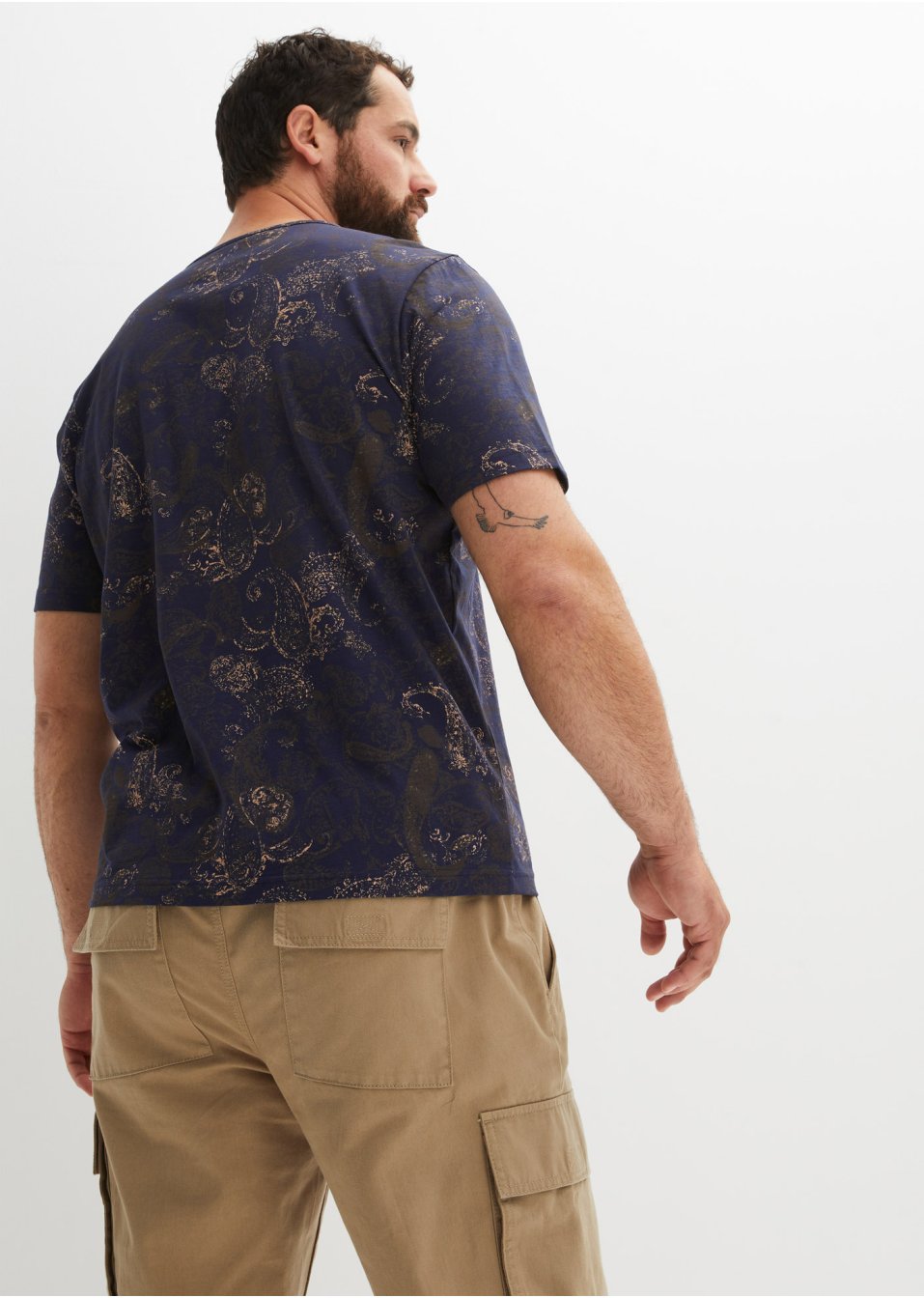 T-shirt col Henley à imprimé paisley, manches courtes