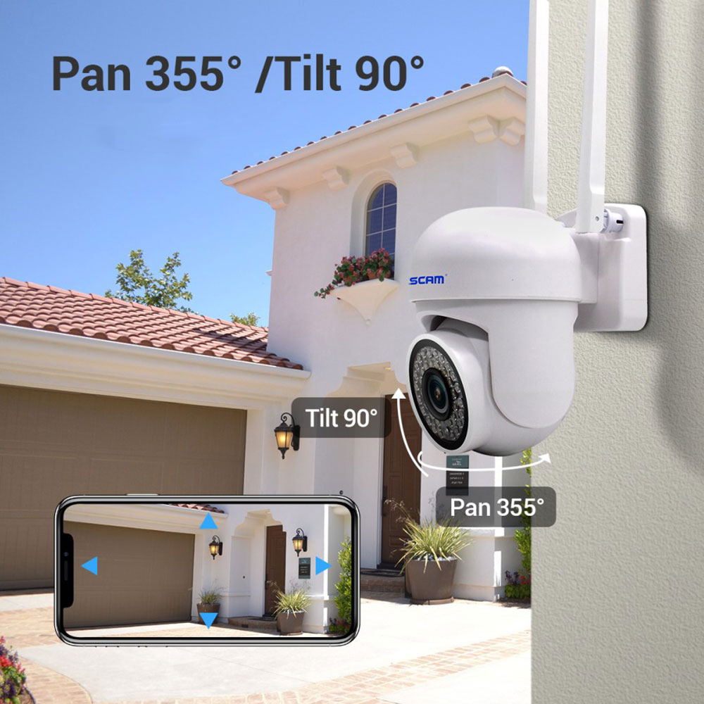 WiFi IP Kamera 3MP 1296p mit Nachtsichtfunktion / Micro SD und Wandhalterung für iOS/Android (IP66) - Weiss