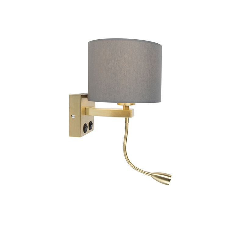 Art deco wandlamp goud met grijze kap - Brescia