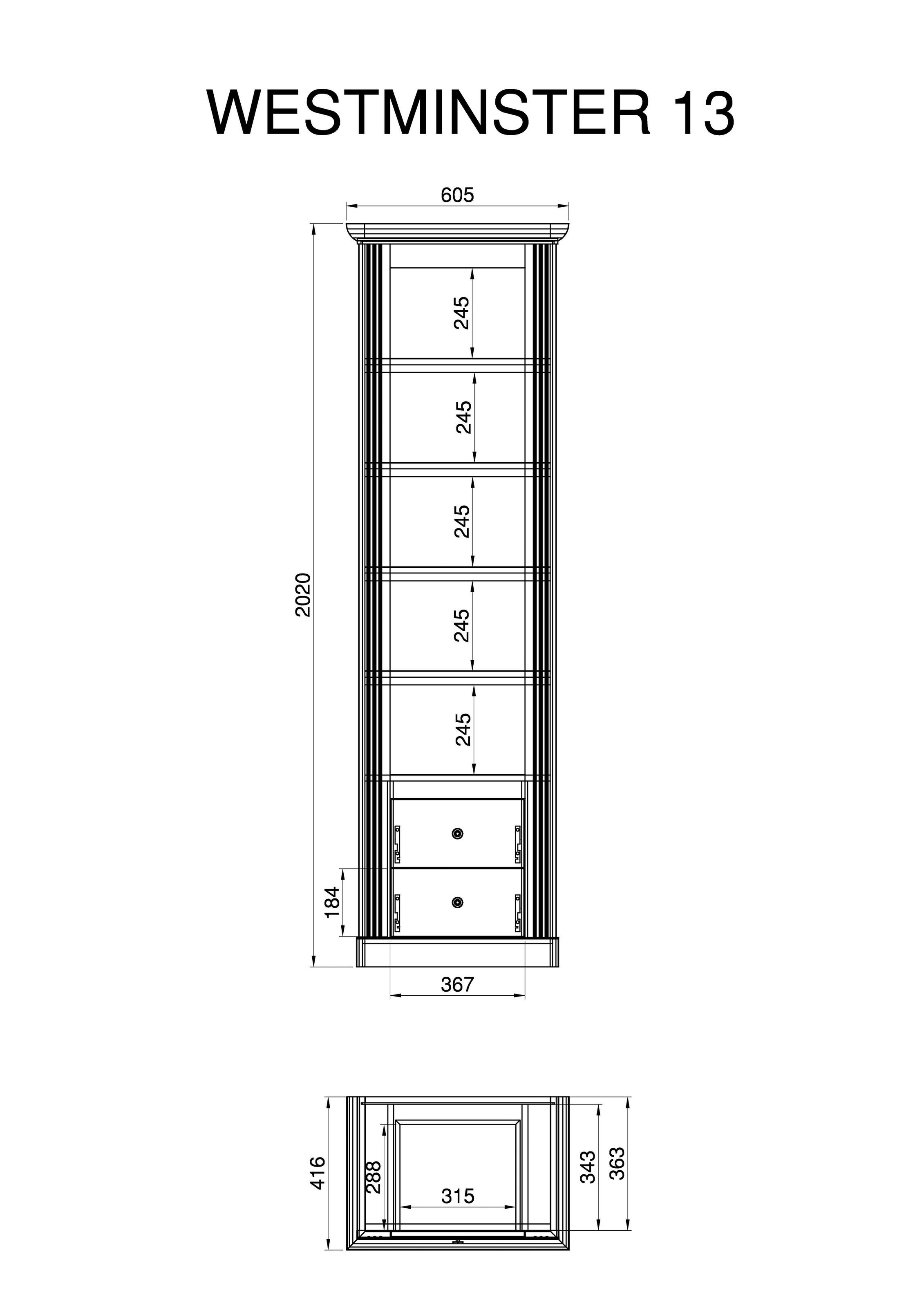 Home affaire Wohnwand »Westminster BESTSELLER!« Set, Vitrine, Lowboard, Standregal, Wandregal, 4 Stk. tlg.