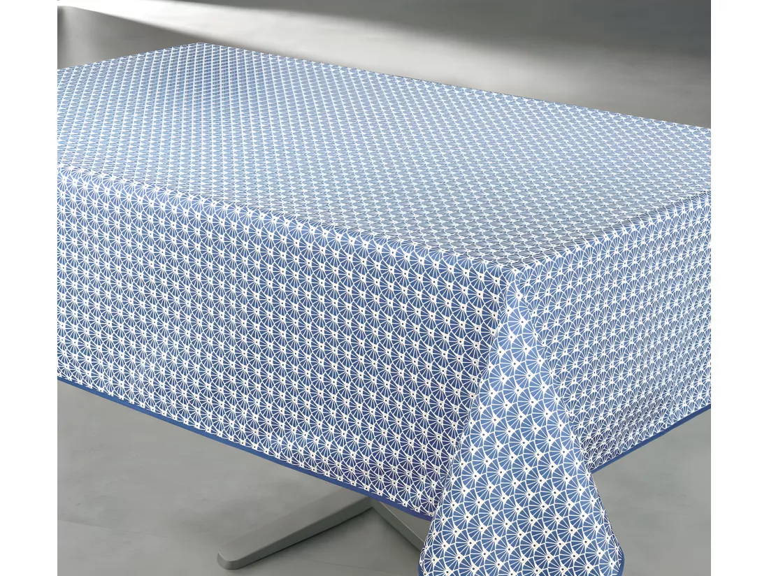 Nappe antitache imprimée Manon rectangulaire 145 x 240 cm - Couleur: Bleu