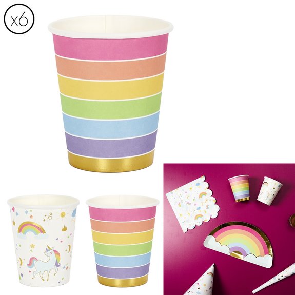 6 verres en carton Licorne
