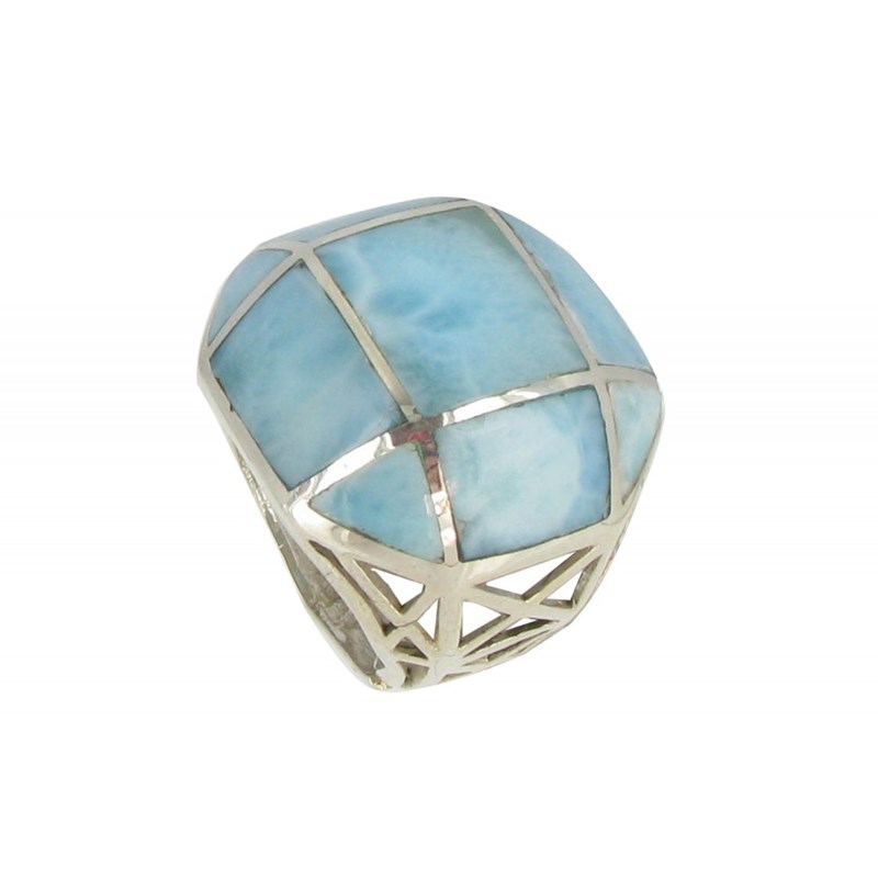 Bague Joyau Argent et Quadrillé de Larimar