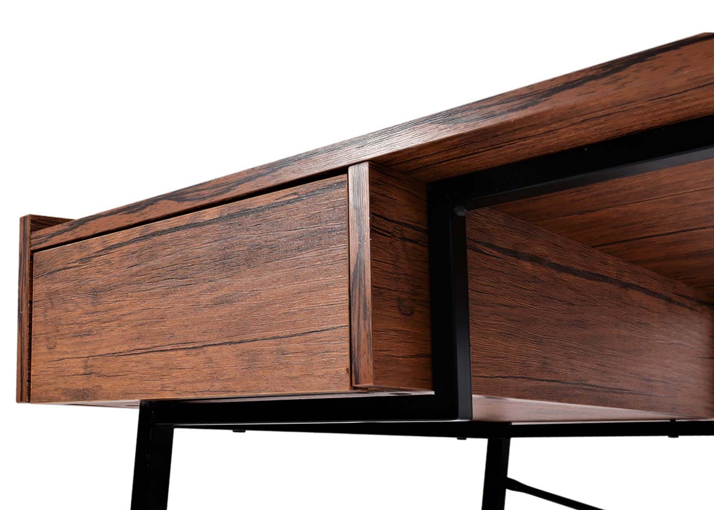 Schreibtisch MCW-J97, Bürotisch Computertisch, Schublade 3D-Struktur 98x114x60cm MVG-zertifiziert ~ braun
