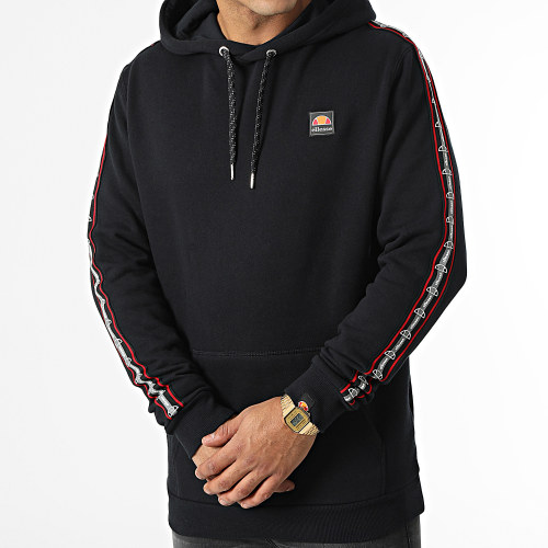 Sweat Capuche A Bandes Stefan Noir Réfléchissant