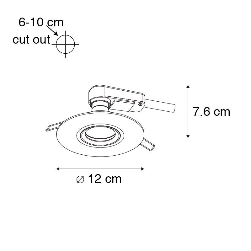 Moderne inbouwspot, wit, 12 cm - Buco