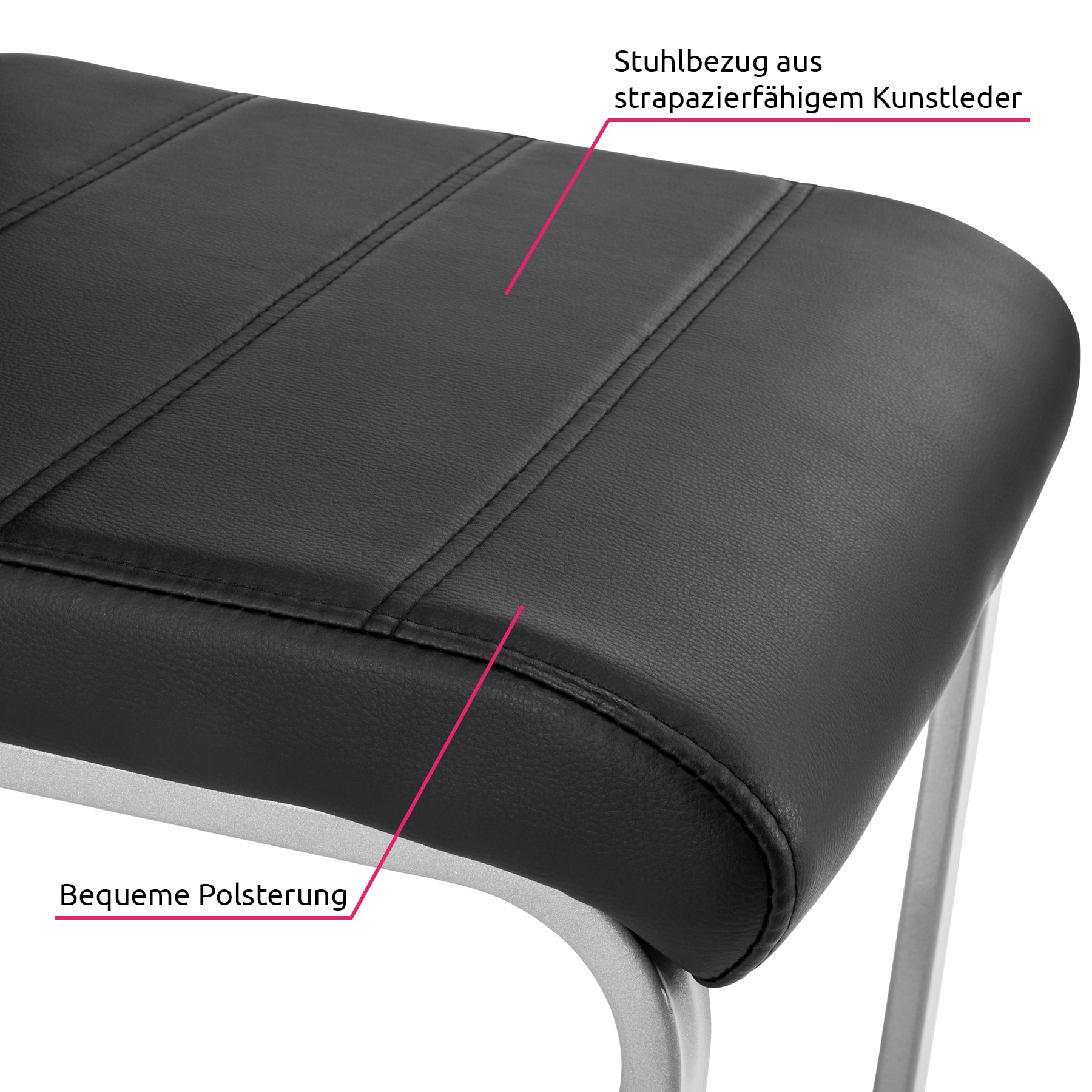 tectake® Set Schwingstuhl, gepolstert mit Kunstlederbezug, flaches Stahlgestell in C-Form, 41 x 52 x 99 cm