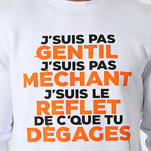 Sweat Crewneck Gentil Méchant Blanc Orange