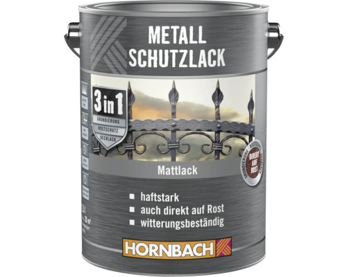 HORNBACH 3-in-1 Metaalbeschermende Verf, Mat Zilvergrijs, 2,5 L