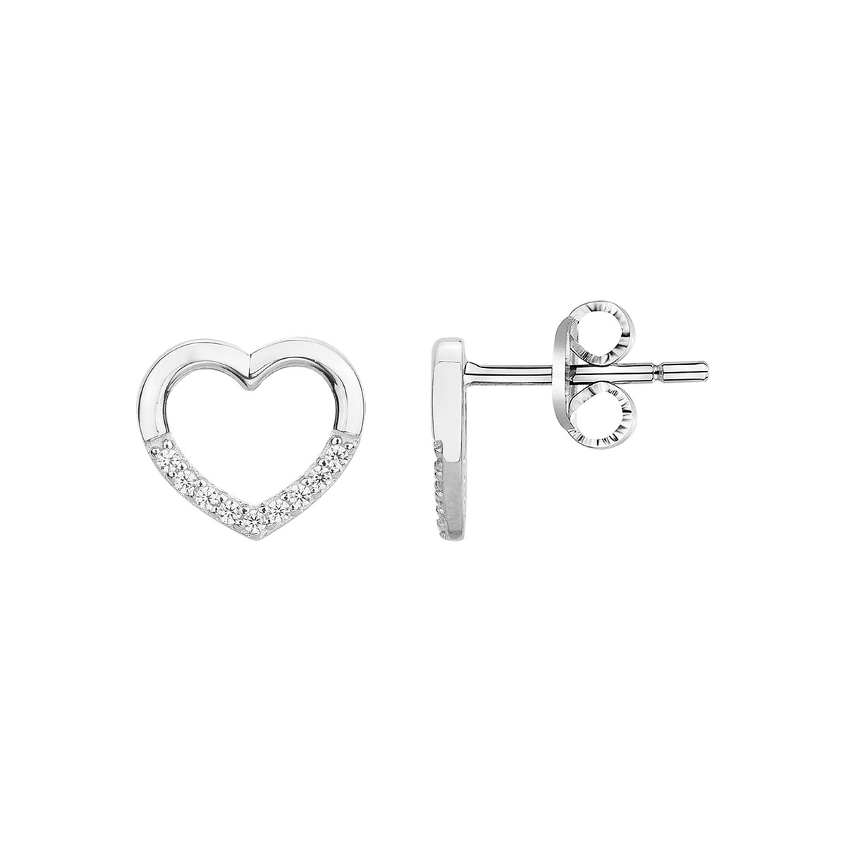 Boucles d'oreilles puces en Argent avec oxyde de zirconium blanc