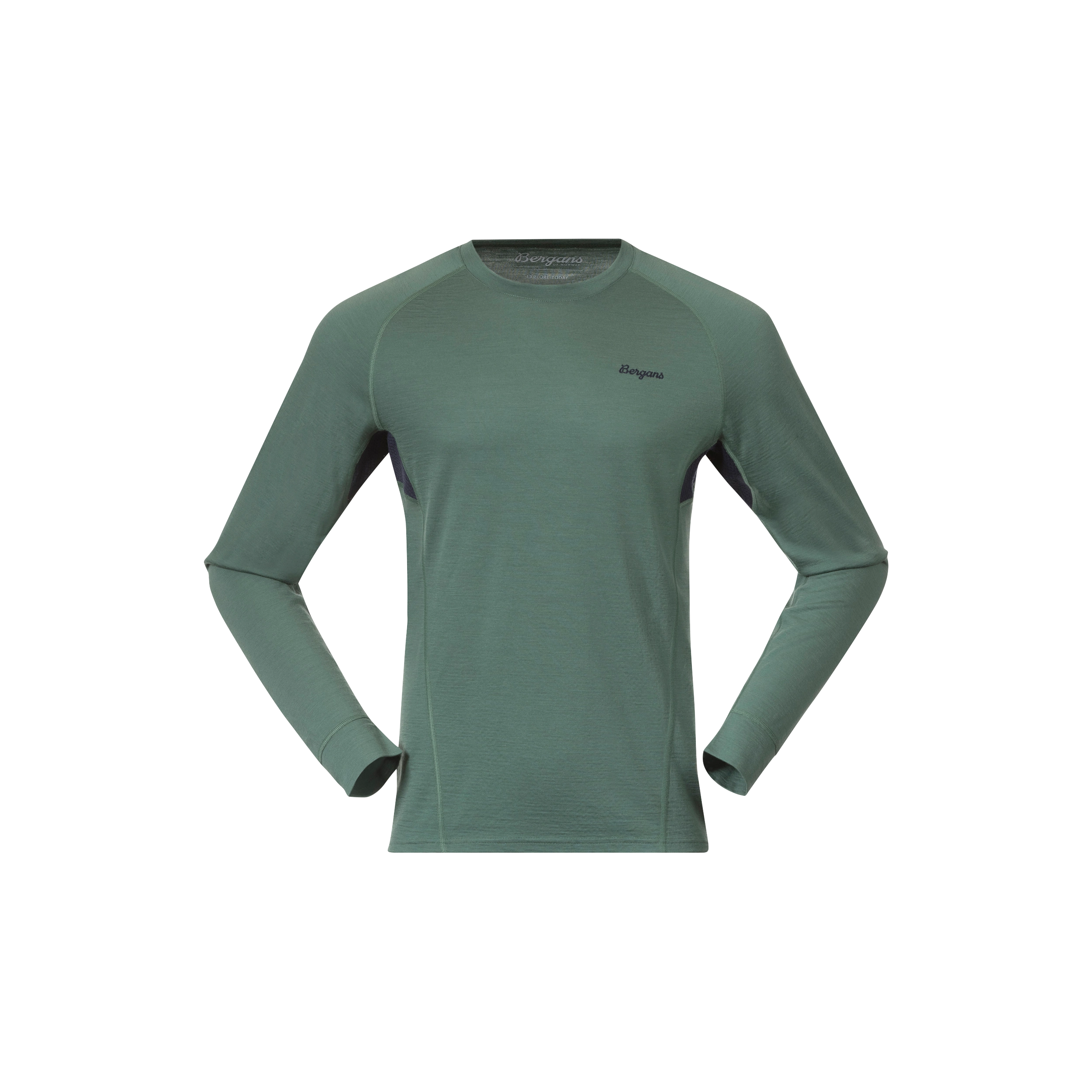 Inner:Pure Merino Long Sleeve Men Dark Jade Green / Navy Blue