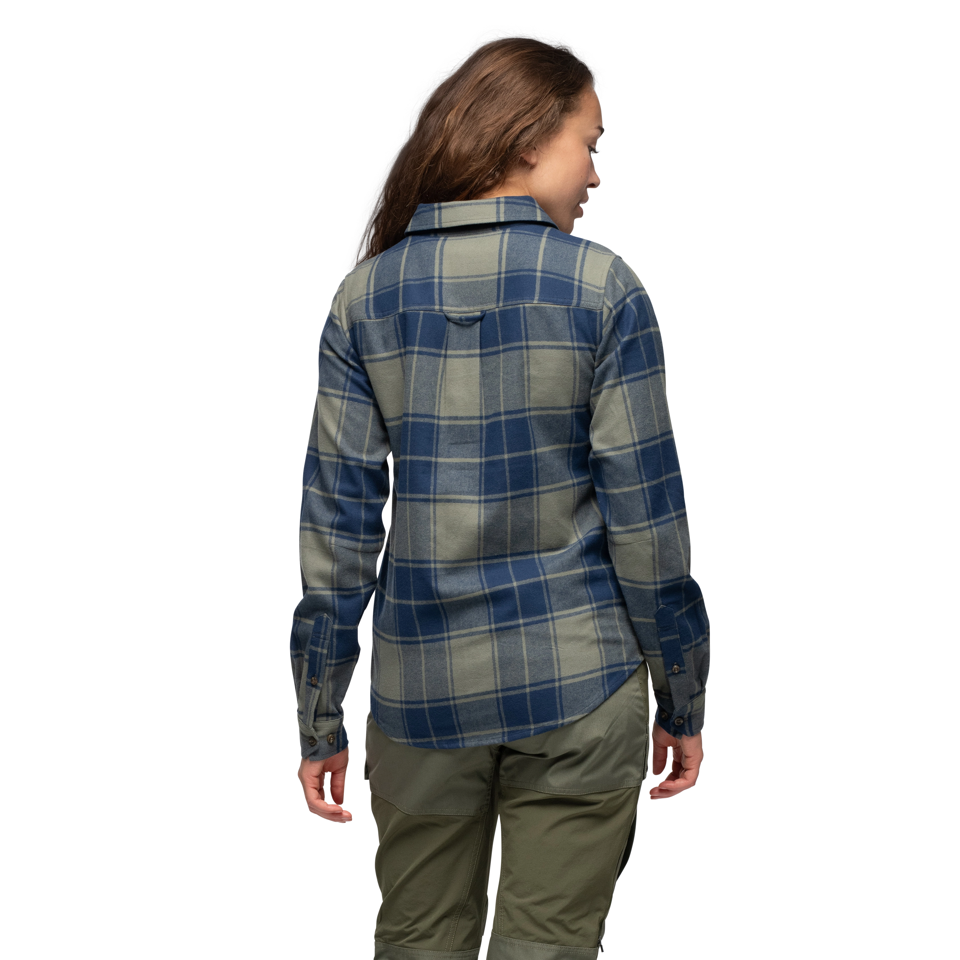 Nordmarka Flannel Shirt Women Green Mud / Navy Blue Check