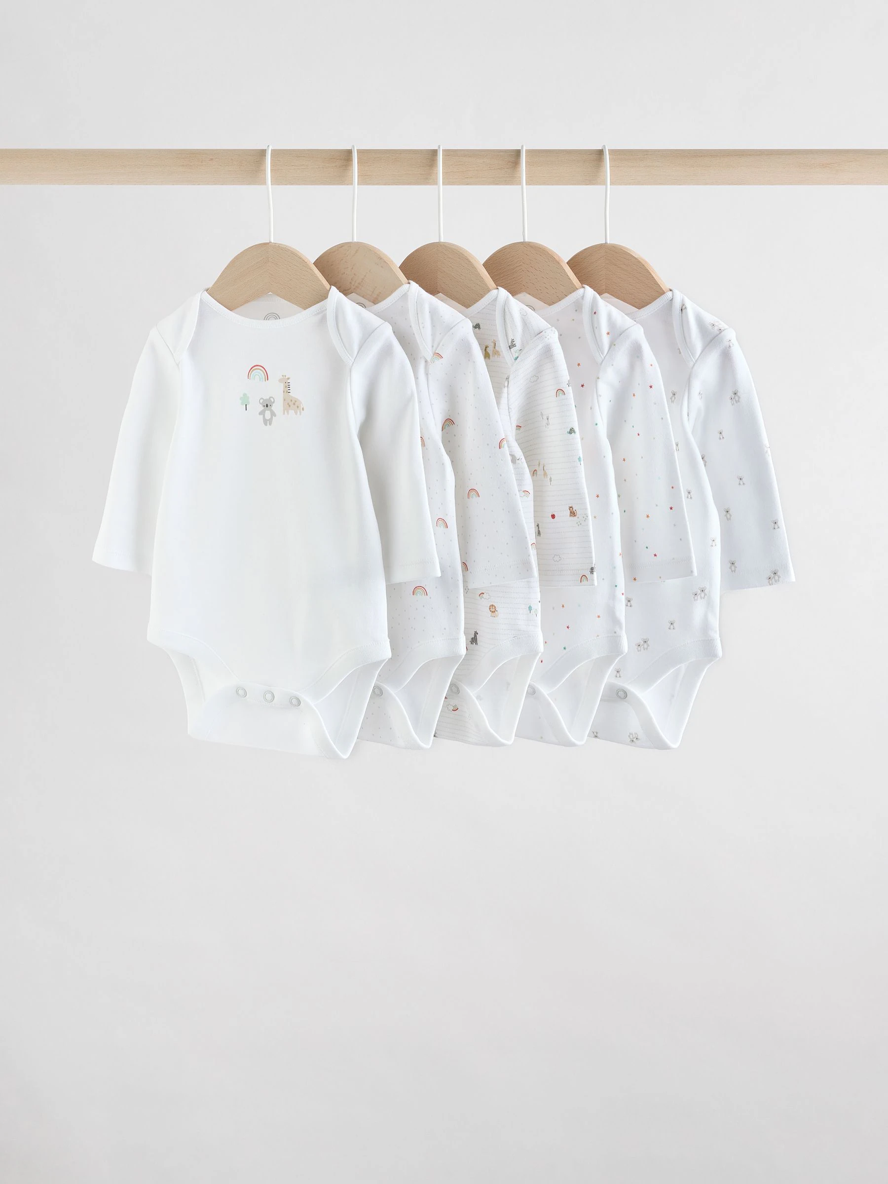 Wit met figuurprint - Baby Bodysuits met Lange mouwen van 100% katoen