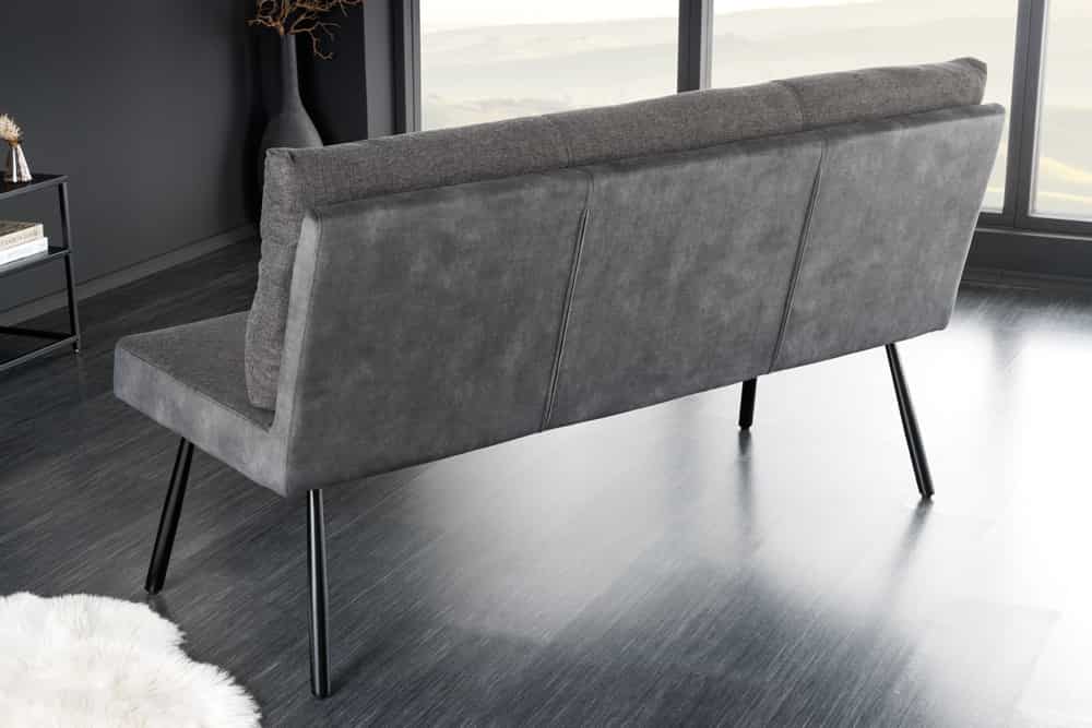 Moderne Sitzbank BIG GEORGE 160cm anthrazit Samt Strukturstoff Taschenfederkern schwarz