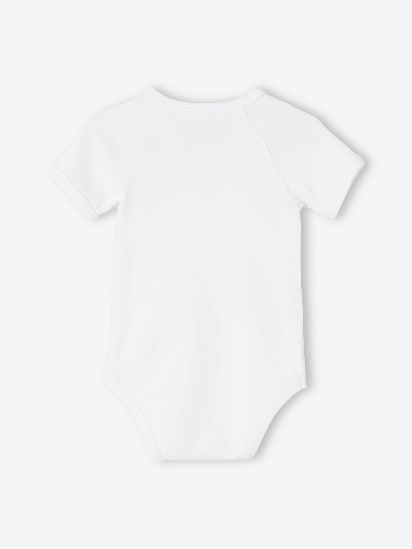 Conjunto de 3 bodies de manga curta da Coleção BIO com abertura para recém-nascidos, branco claro, bicolor/multicolorido