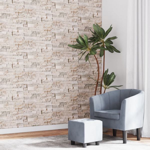 vidaXL Papel de Parede 3D com Aspeto de Pedra Cinzento e Bege - 1018207814