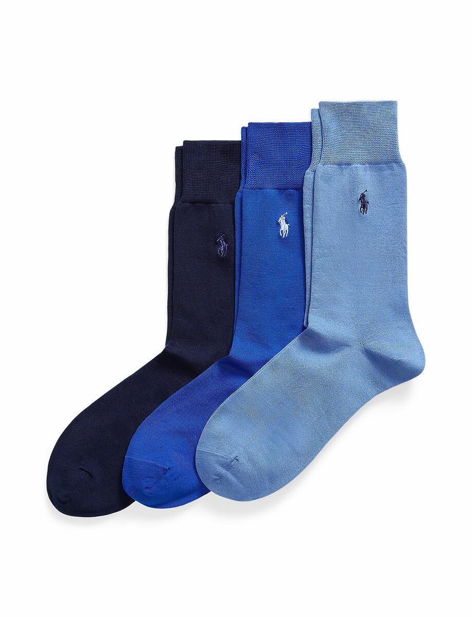 POLO RALPH LAUREN<br>Conjunto de 3 pares de meias em fio escocês