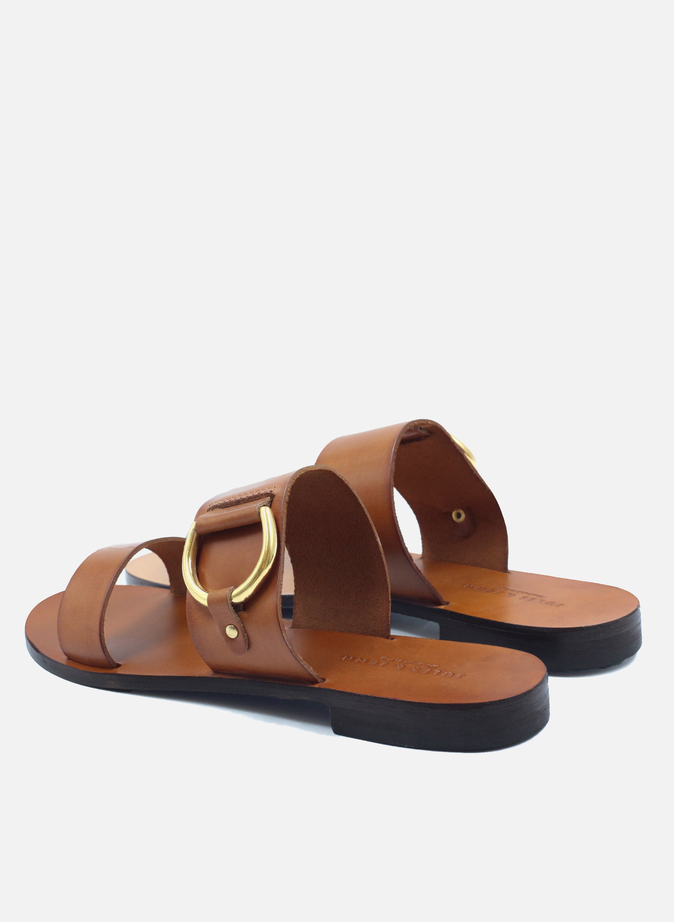 Sandales boucle cuir lisse | Marron