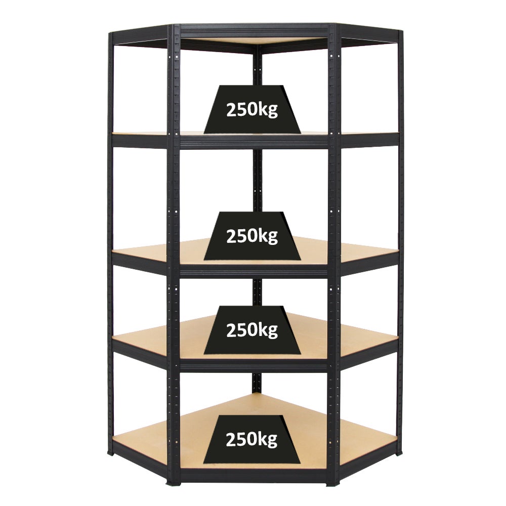 PROREGAL hoekplank Slim Elephant HxBxD 180 x 90 x 45 cm vakbelasting 250 kg zwart