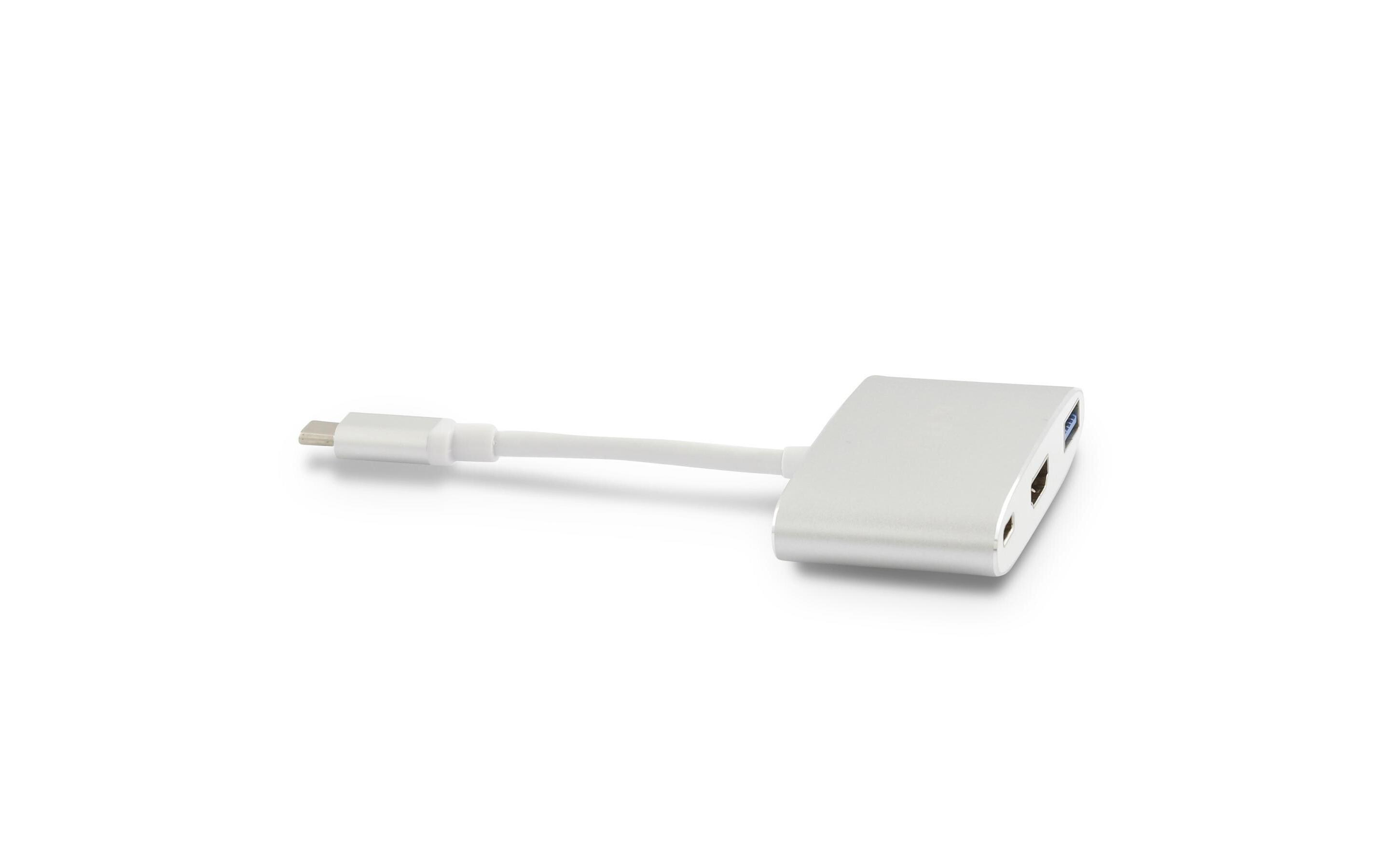 Multiadapter USB-C – HDMI, USB 3.0 SilberUSB Typ C auf HDMI + USB Typ A Adapter