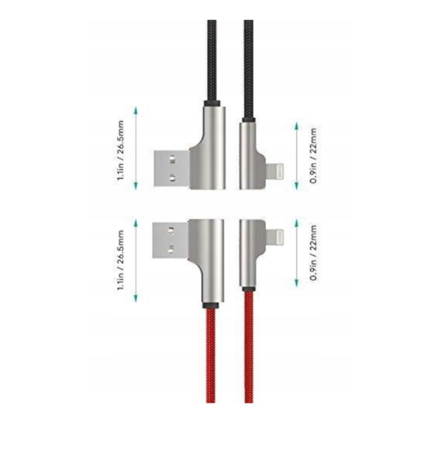 AUKEY CB-AL01 2 Stück IPhone Ladekabel Set USB-Nylonkabel - Lightning, 2m, 2 Stück, 90-Grad-Stecker, Apple MFi-Zertifikat