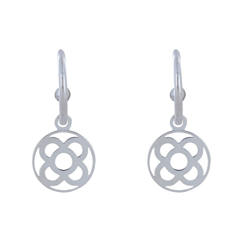 Boucles d'Oreilles Argent Demi Créoles Fleur de Barcelone