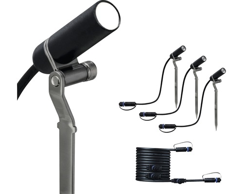 Paulmann Plug & Shine LED Tuinspot Uitbreidingsset IP65 3x2,5W 3x90 lm 3000K Plantini antraciet 230/24V 3 stuks