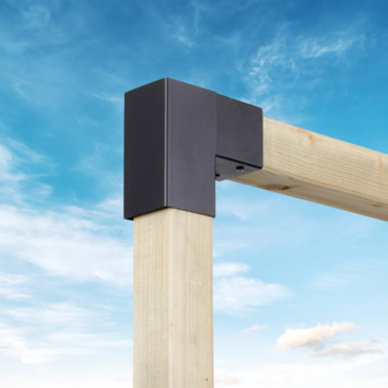 Paalverbinder voor pergola hoekstuk 2-kants 7x7 cm zwart