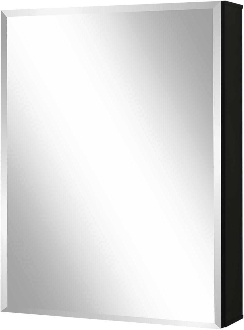 Fundin Spiegelschrank 50.8 x 66 cm Spiegelgröße, Einbau- oder Aufputzmontage, schwarzer Aluminium-Badezimmer-Wandschrank mit Spiegel und verstellbaren Ablagen.