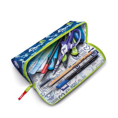 Maped - Trousse à ouverture XXL Motif - pixel bleu - réversible et personnalisable