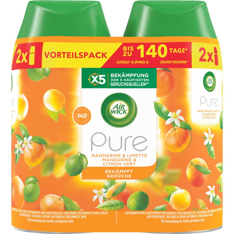 Air Wick Pure Automatisches Duftspray Freshmatic Max Nachfüller Orange & Granatapfel 2 x 250 ml