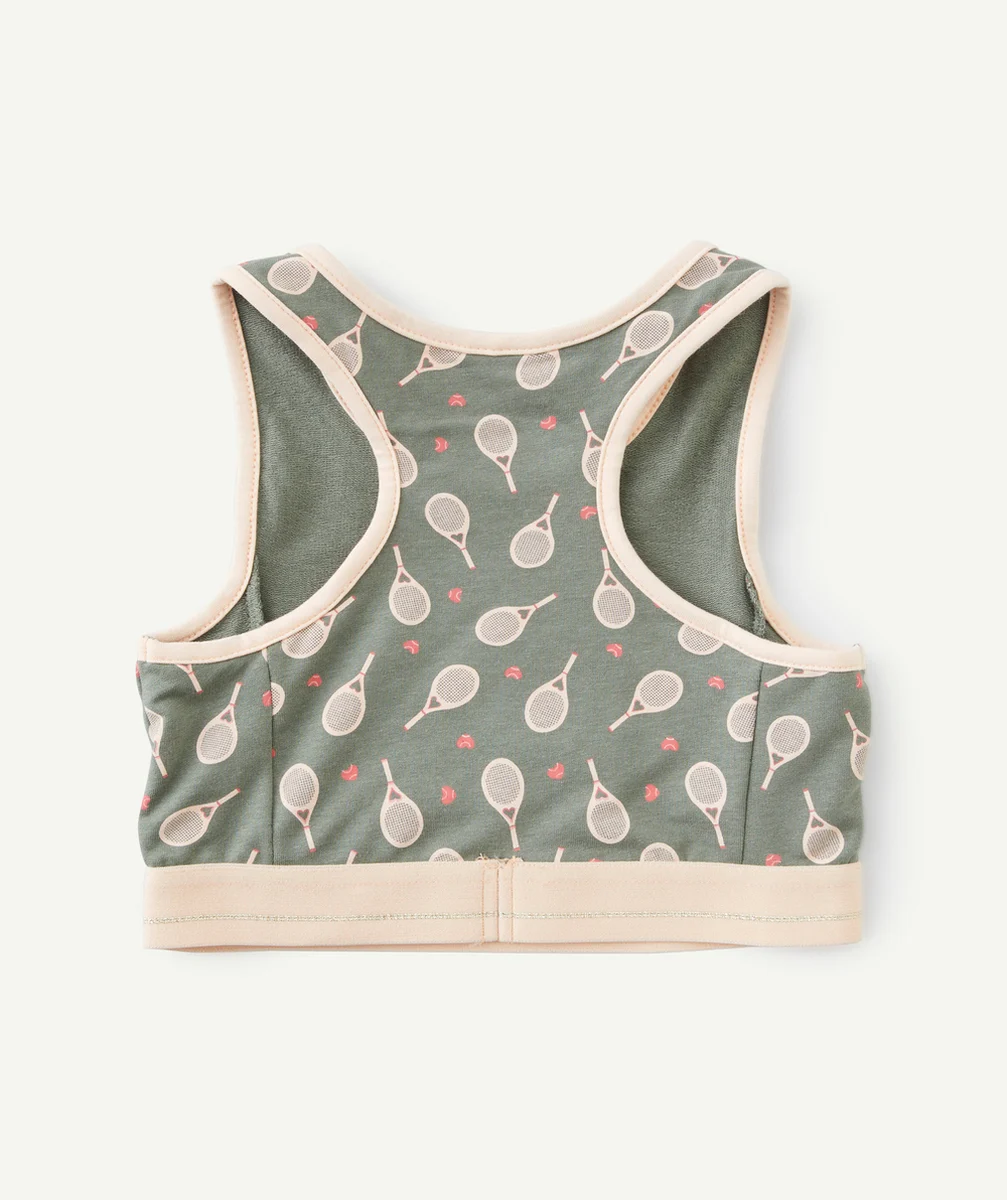 BRASSIÈRE FILLE KAKI ET ROSE PÂLE THÈME TENNIS