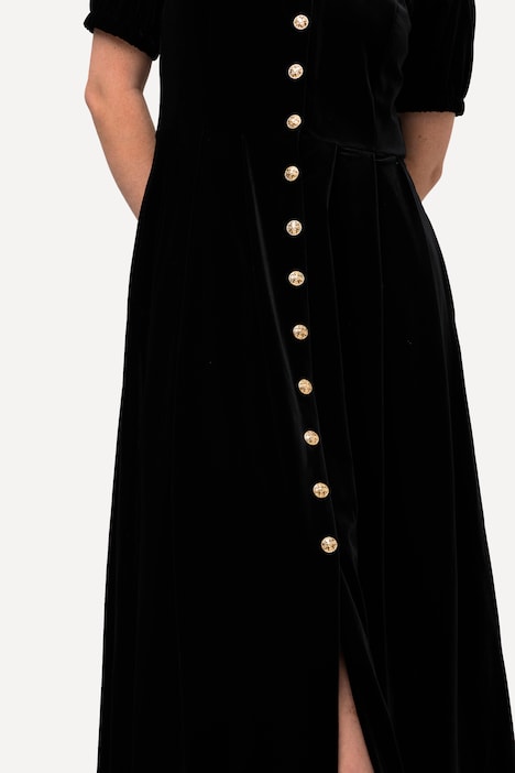 Trachten-Samtkleid, Prinzessnähte, Rundhals, Halbarm