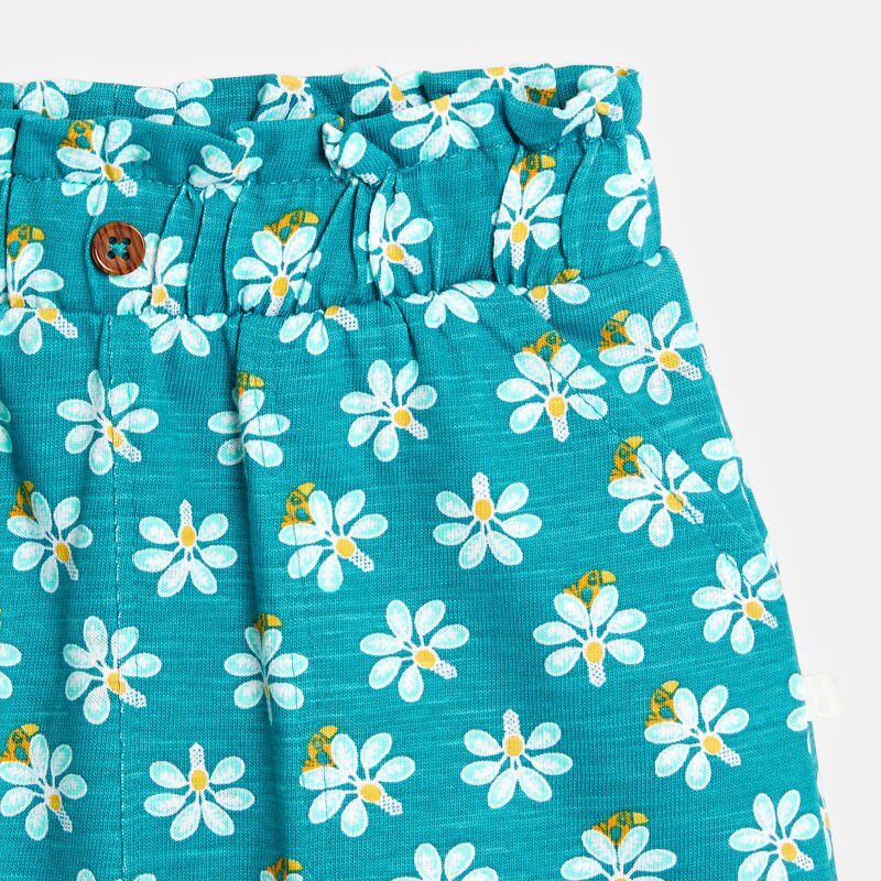Short élastiqué imprimé palmiers bleu bébé fille Bleu