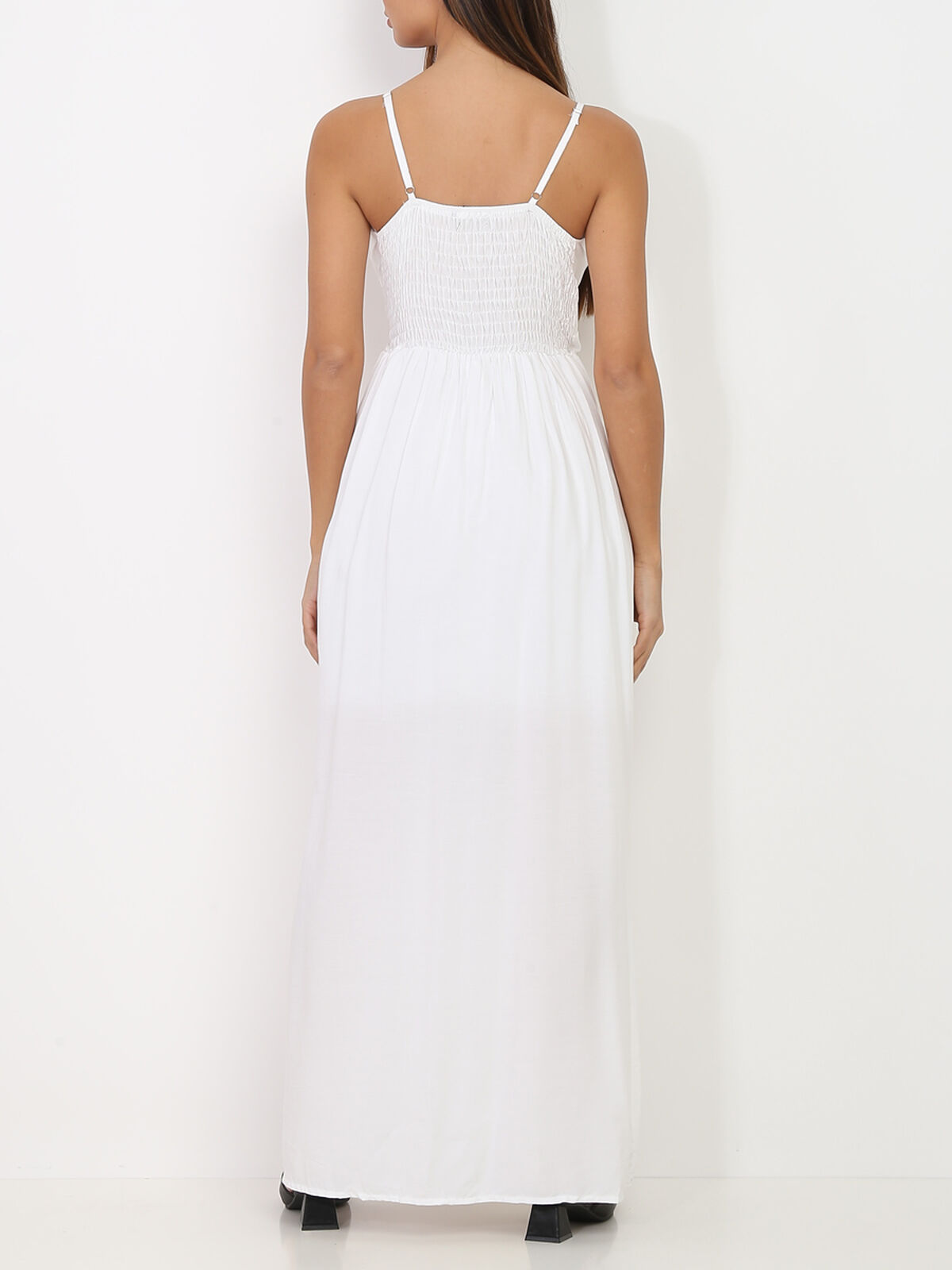 Robe longue cache coeur- Blanc