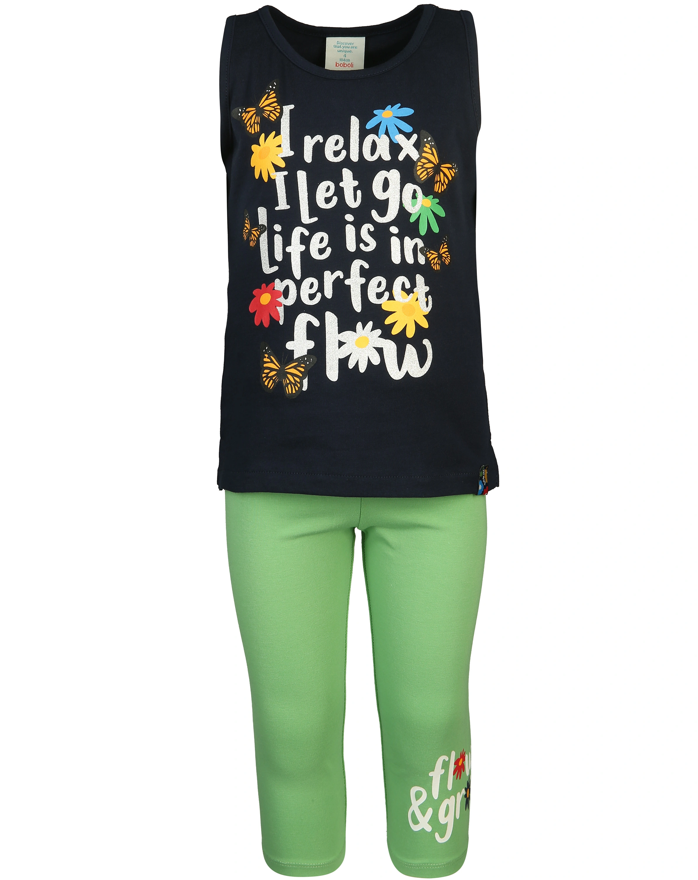 Top PERFECT FLOW mit Leggings in marine/grün