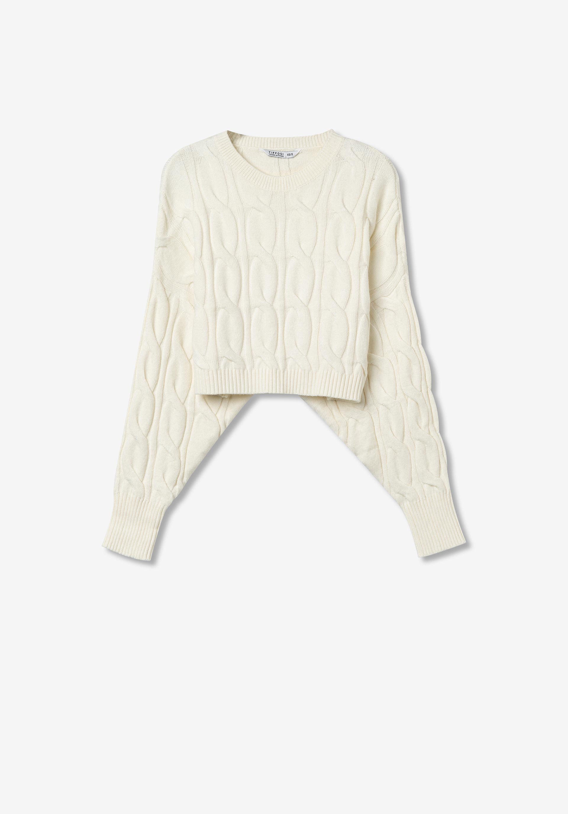 Camisola em Malha de Cabo Cropped