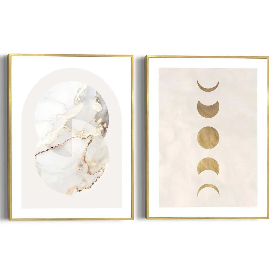 Set poster met lijst - Marble Gold