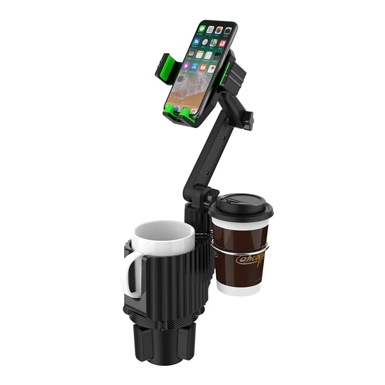 Universal 360° Verstellbare Schwanenhals Multi-Funktion Auto KFZ Smartphone Halterung mit Getränkehalter - Grün / Schwarz