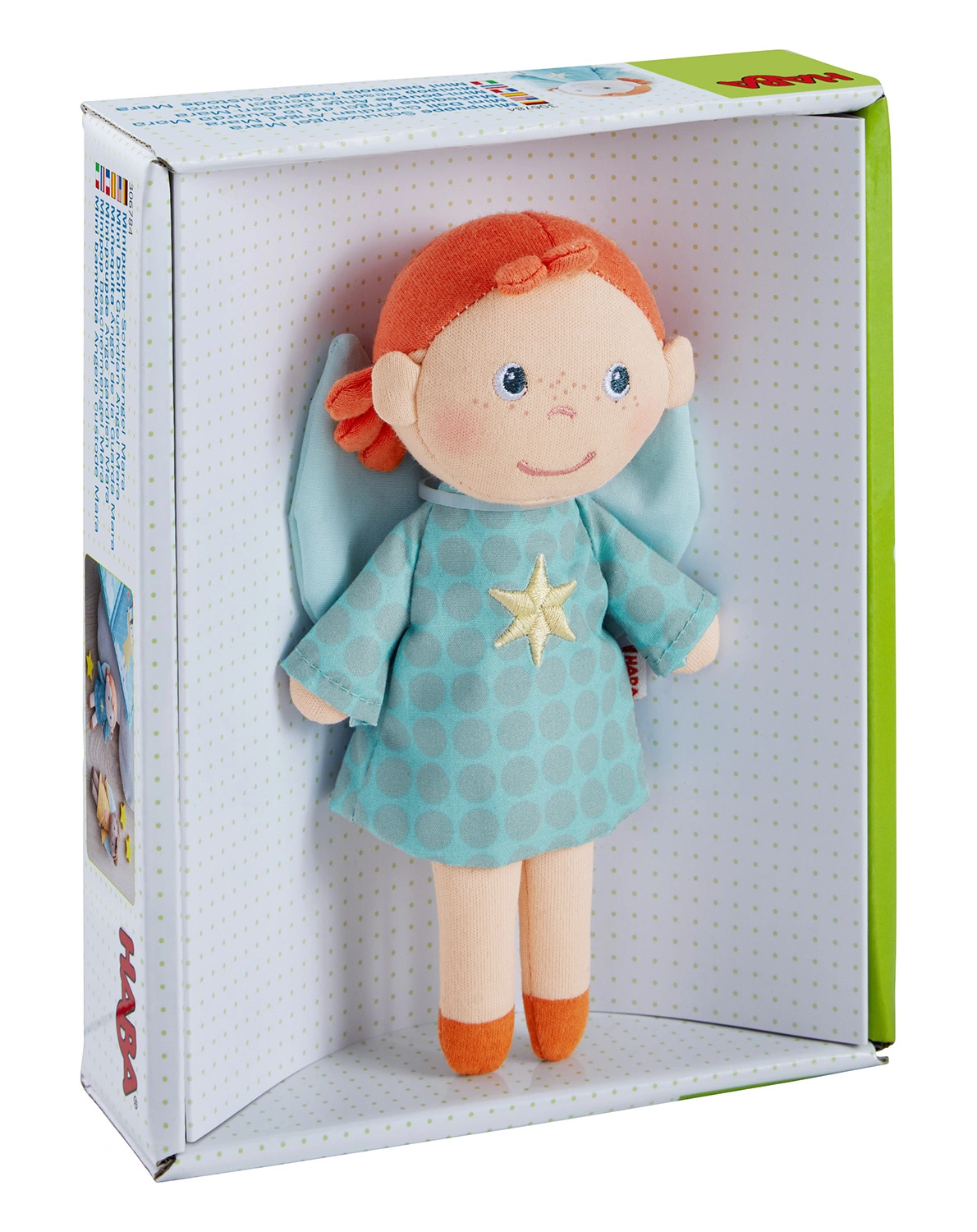 Minipuppe SCHUTZENGEL MARA (17cm) in hellblau