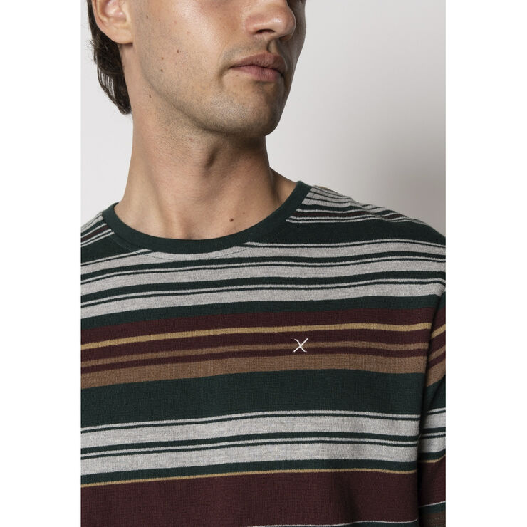 Clean Cut Copenhagen Scott jacquard T-shirt Deep green/dark plum stripe