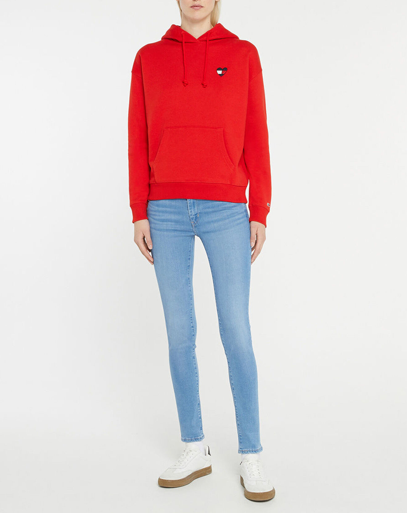 Tommy Jeans Sweat 100% Coton Bio Homespun Heart rouge