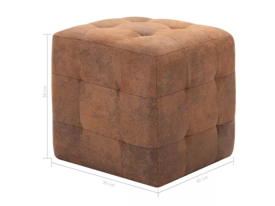 2 pcs Poufs Marron 30 x 30 x 30 cm Similicuir daim